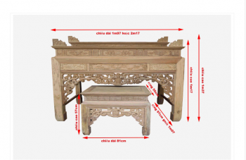 Bàn thờ án gian đục Như Ý gỗ hương đá tỉ mỉ